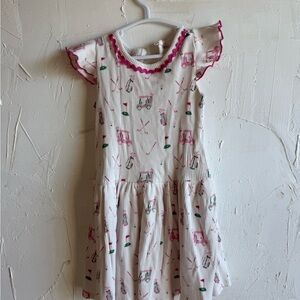 Mud Pie White Dress with Pink and Green Accents